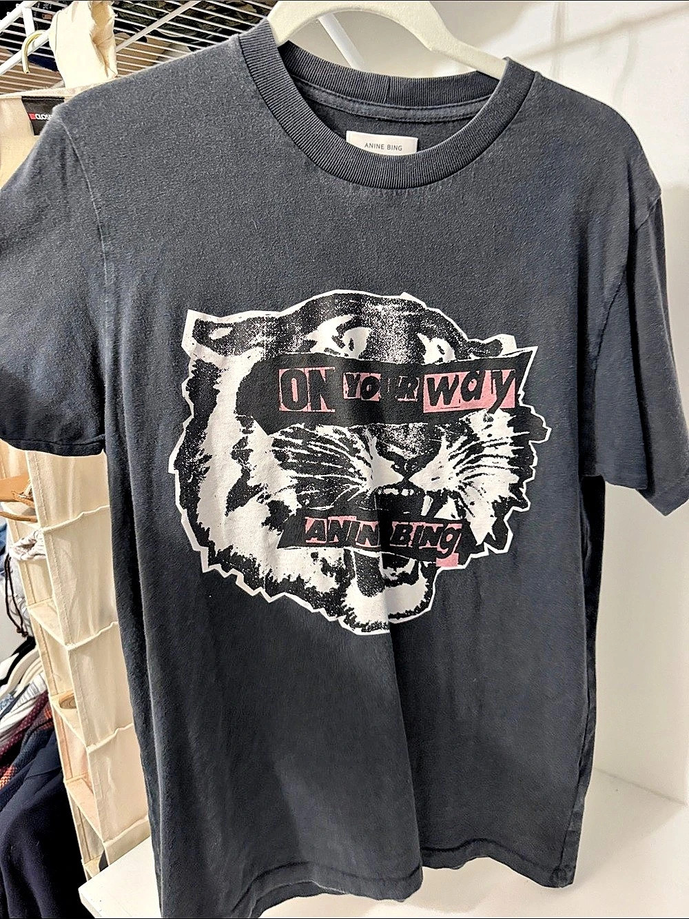 ANINE BING Tiger Eyes / On Your Way Tee Gray Small